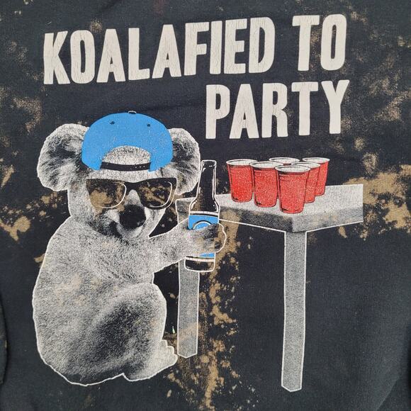 Vintage Funny Koala Party Sweatshirt M 22x23 Baggy Crop Bleached - Picture 10 of 11